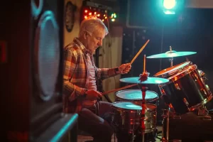 Older Man Performing Drums